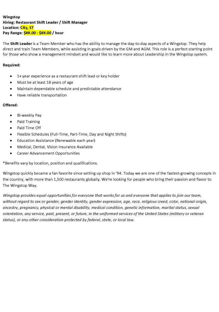 WingStop Brand Partners PostMy.Jobs